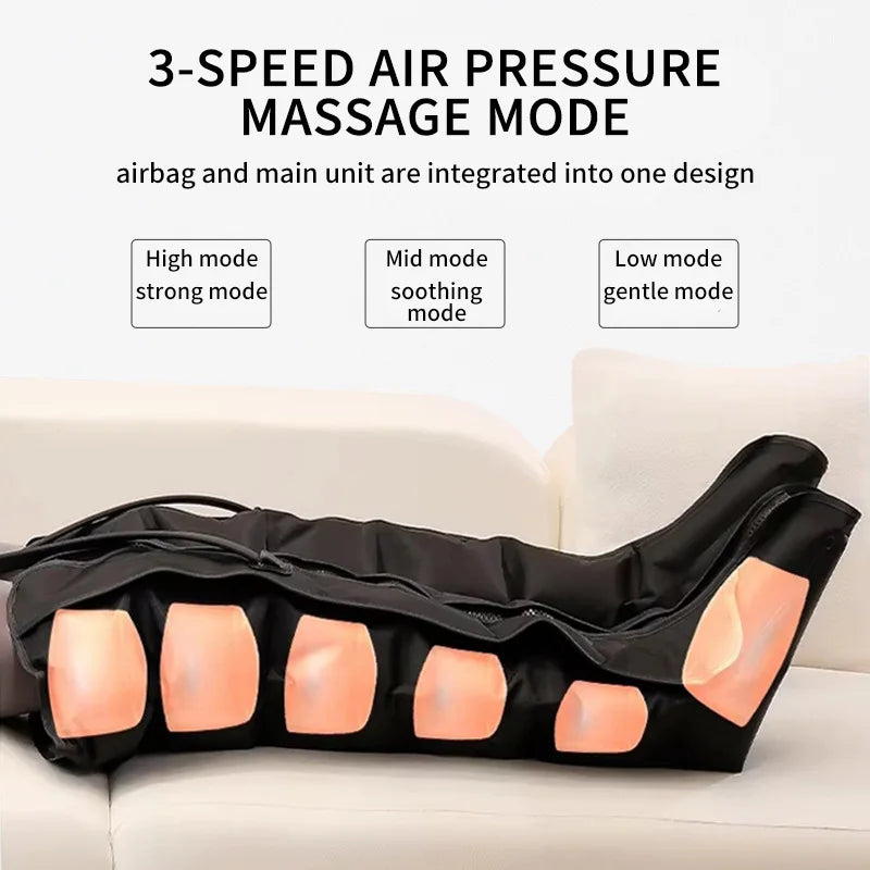 Extended Electric Pneumatic Leg Massager for Comprehensive Thigh, Calf, and Foot Relaxation with Remote Control
