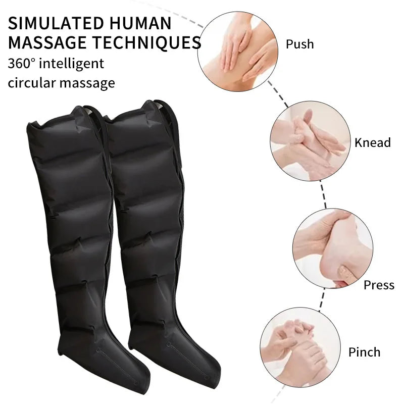 Extended Electric Pneumatic Leg Massager for Comprehensive Thigh, Calf, and Foot Relaxation with Remote Control