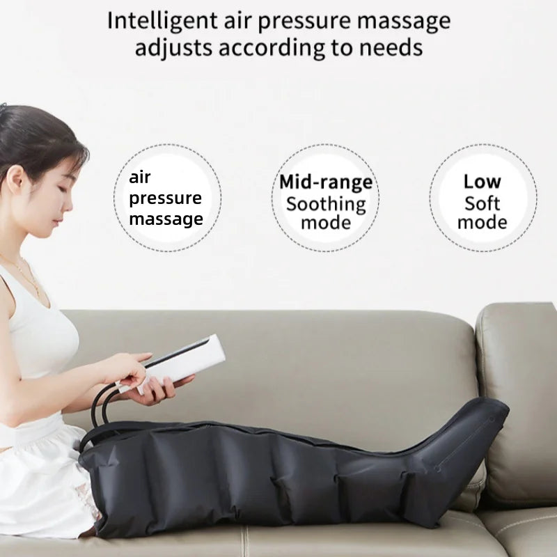 Extended Electric Pneumatic Leg Massager for Comprehensive Thigh, Calf, and Foot Relaxation with Remote Control